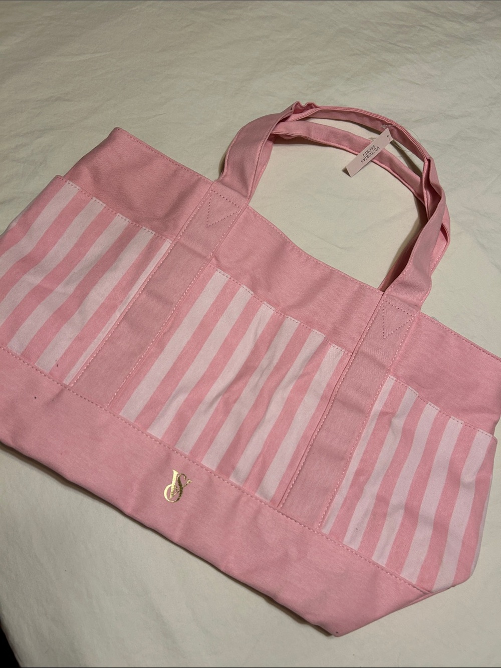 Victoria's Secret Pink Striped Canvas Tote